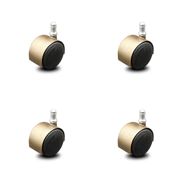 2.375 Inch Antique Brass Hooded Urethane Wheel Grip Ring Chair Casters, 4PK